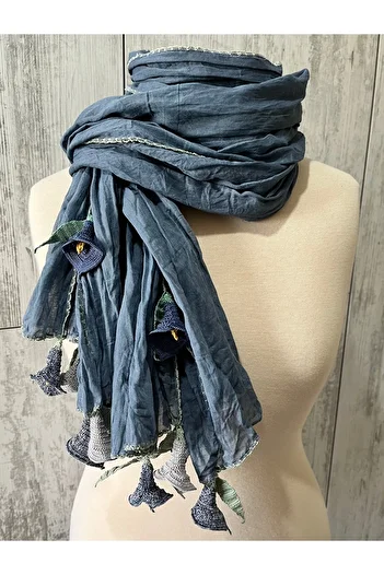 KAFTAN TAKI TASARIM Medical Work Cotton Scarf 60X1.75Cm Split Model