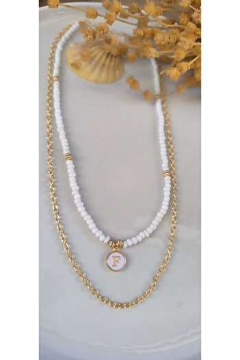 MYSTERY TAKI AKSESUAR Select Your Letter Chain ​​Necklace White
