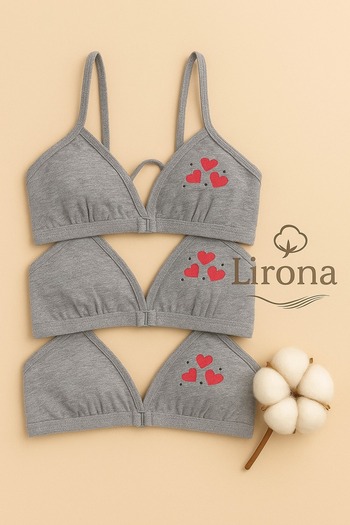 LİRONA 3 Pack Girls' Stoned Cotton Training Bra Bustier Stoned 0872 Özkan