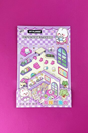 Ecrou 1713 3D Sticker Library Themed Purple