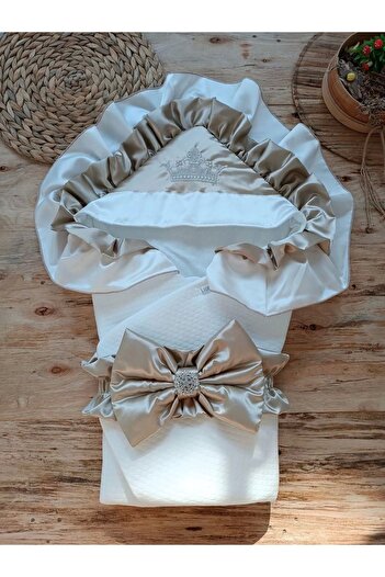HayMed Luxury Butterfly Crown Embroidered Newborn Moonlight Baby Blanket - Swaddle Mink