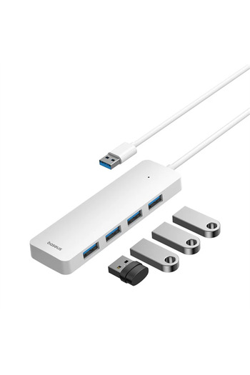 Baseus UltraJoy Series 4 in1 4-Port USB-A to USB 3.0*4 HUB Lite 50cm Küme Moon White B0005280B211-02