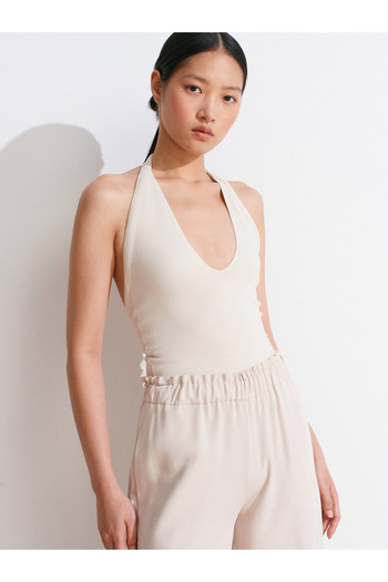 Dilvin 31971 Halterneck Top-Light Beige