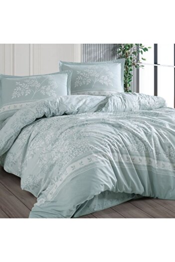 NufJoy Lenjerie pat 100% BUMBAC RANFORCE, 4 Piese, King Size, cearsaf pat 240x260 cm, Calitate Premium