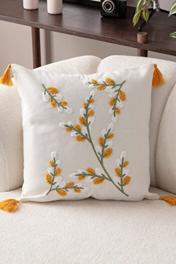BUGİ HOME COLLECTİON Comfort Punch Pattern Throw Pillow Cover Square Decorative Bohemian Embroidered Sofa Pillowcase Poncho 45X45