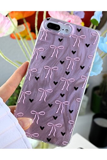 Go Aksesuar iPhone 7 Plus and 8 Plus Compatible Shine Bow Color Transition Patterned Silicone Case