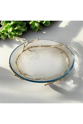 partridge store Metal Leg Oval Presentation Plate Gold