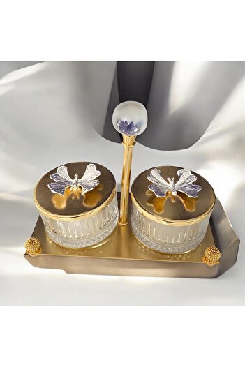 partridge store Metal Legged Glass Snack Bowl with Lid Set of 2