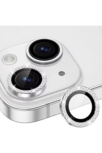 Go Aksesuar iPhone 15 Compatible Stone Diamond Glitter Camera Lens Protective Glass