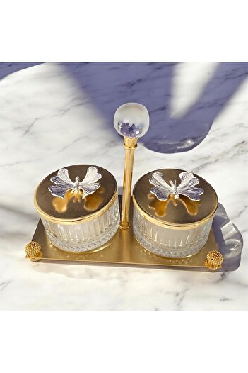 partridge store Metal Legged Glass Snack Bowl with Lid Set of 2