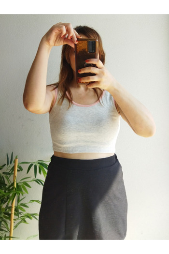 HEREN BUTİK Luna White Rib Fit Basic Crop Undershirt |   Summer Top |   Camisole Fabric Wide Strap Crop Blouse