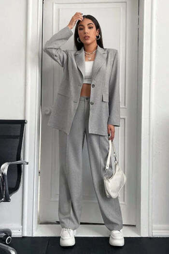 StreetWear Outlet Elegant Women's Suit, 2 Pieces, Long Sleeve Blazer & High Waist Pants