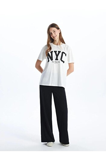 LC Waikiki XSIDE Crew Neck Γυναικείο μπλουζάκι με στάμπα της Νέας Υόρκης (S5)