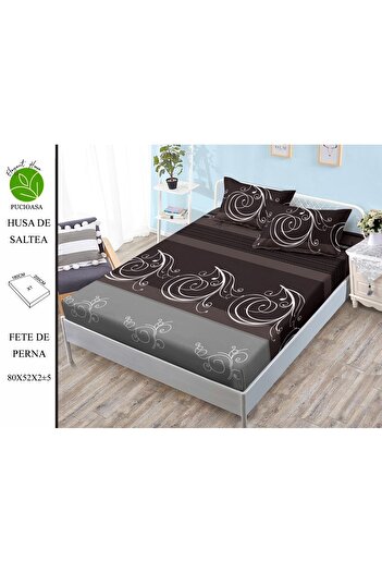 FIONNA.RO Elasticated Duvet Cover and Pillowcases Made of Finet 180x200cm - Brown