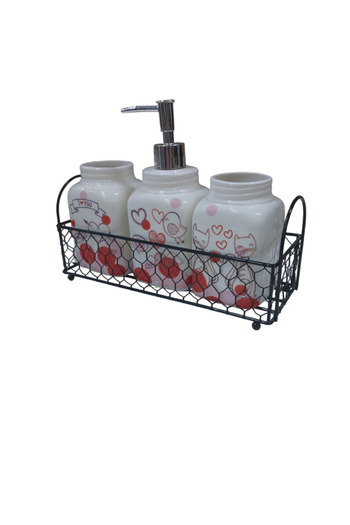 ERGENÇLERZÜCCACİYE Ceramic Love Cat Figured Comb Brush Liquid Soap Dispenser Set