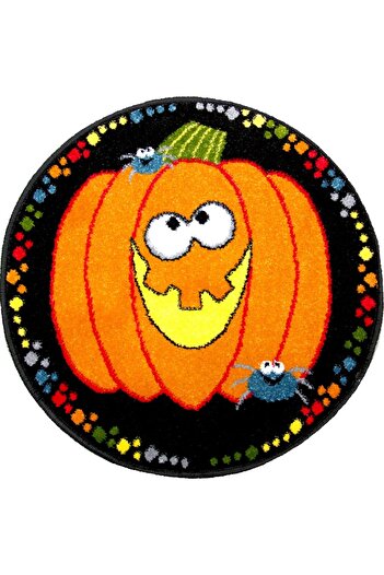 Kolibri Round Carpet for Kids Room Pumpkin Halloween 11090-180, Orange, 9 mm Thread
