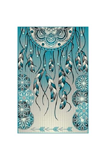 Kolibri Feather Carpet 11617-140, Blue, Turquoise, Green, Thread 9 mm, Anti-allergic