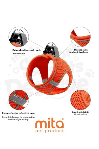 MITA Air Mesh Cat Dog Chest Collar Double Reflective, Anti-Sweat Collar