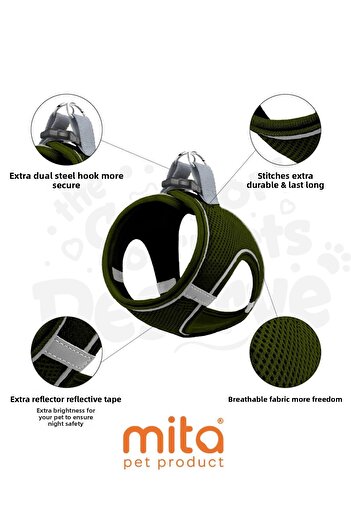 Mita Air Mesh Cat Dog Chest Collar Double Reflective, Anti-Sweat Collar