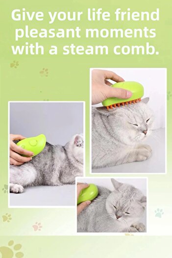 BEYZANA 2-Piece Steam Cat & Dog Comb Automatic Cleaning Button Comb Set Pet Brush
