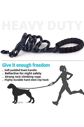 CARNIVAL LAND Medium Large Breed Dog Walker Collar with Night Vision Reflector Black 130cm 1Pc