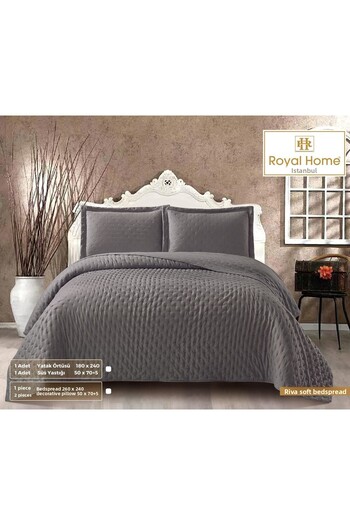 Royal Home Riva Soft Single 2 Piece Bedspread Set Anthracite