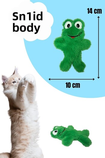 Miyav Green Color Plush Cat Frog Mint and Activity Toy with Catnip