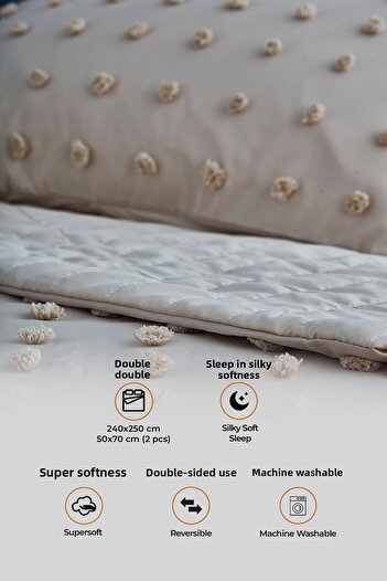 Evlen Home Collection Cotton Bedspread Set - Casualdouble Emmy Boho 3 Piece Tufting with Filling