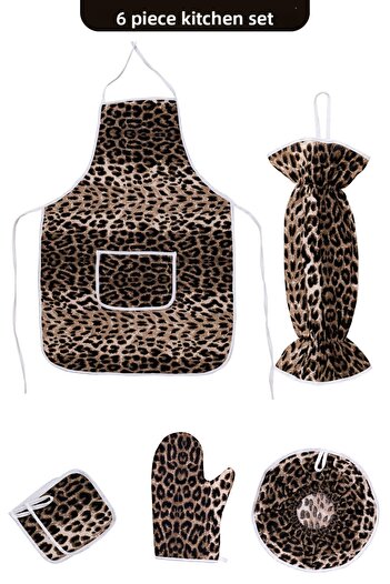 Morlay 6 Piece Kitchen Set & Apron, Oven Mitts, Grippers & Organizer