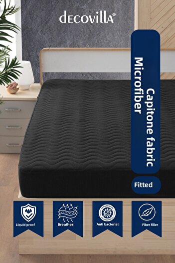 Decovilla Micro Quilted Fitted Full Edge Water Liquid Proof στρώμα προστατευτικό στρώμα Σεντόνι ανθρακί Γκρι