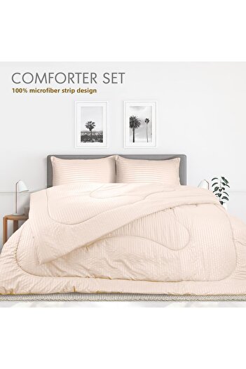 Hotel Linen Klub Stripe Comforter Set- Ultra Soft Brushed Microfiber Fabric, Soft Siliconized Fiber Filling