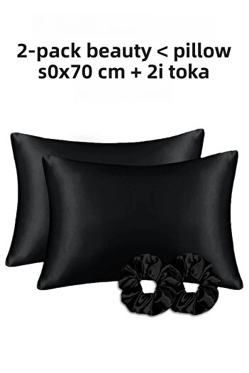 MonoHome Silk Satin Pillow Case 2 Pieces |   50X70Cm |   Black