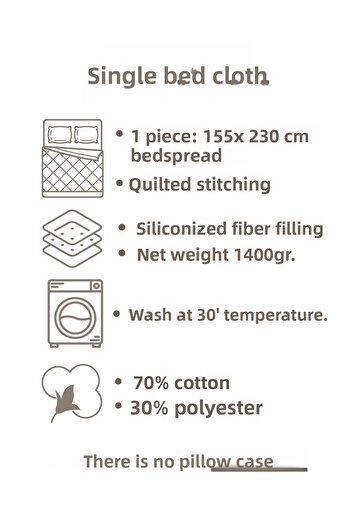 EVA Single Quilted Patterned Multi-Purpose Bedspread and Sofa/Sofa Cover 155 X 230 cm