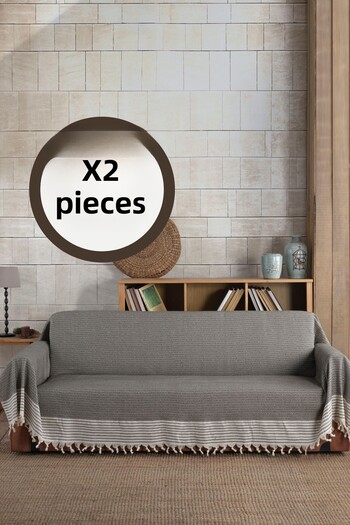 Lux Touch 2 τεμάχια Μπαργκάμα που καλύπτουν τις λαβές βιζόν Μέγεθος 170 X 300 εκ. Κάλυμμα καναπέ-κρεβάτι