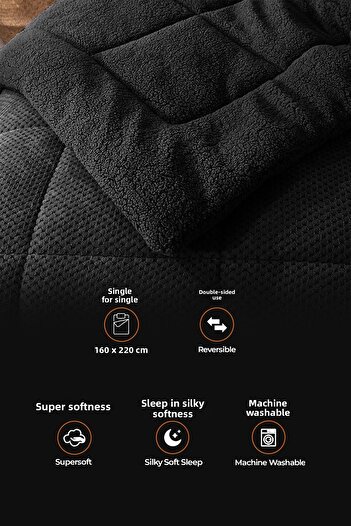 Evlen Home Collection Ultra Soft Single Double Sided Wellsoft Plush Quilt Washable 160x220 Black
