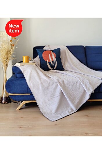 Alpar Tekstil Plush Welsoft Single TV Blanket - Sofa Shawl / GRAY