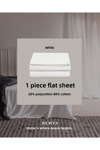 Demya Home Cotton Single Plain Hotel White Bed Sheet 160X240 cm