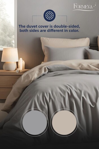 Formeya Double-Sided Double Duvet Cover Set with Elastic Sheet (2 Pillowcases)