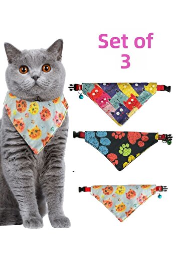 Cocopet Patterned Scarf Bandana Cat Collar Set of 3