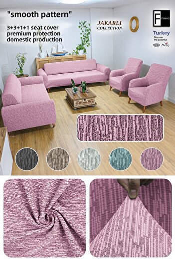 Faiend Stretch Elastic Flexible Washable Cotton 3+3+1+1 Jacquard Sofa Cover Set Sofa Cover