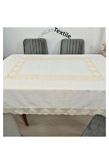 TUNCAY TEKSTİL Lacy Buldan Work Tablecloth Cotton Basement Linen Square Rectangular Round Cloth