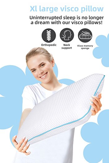 Viscofoam XL Large Luxury Neck Supported Orthopedic Pillow Visco Pillow - 70X40X12Cm