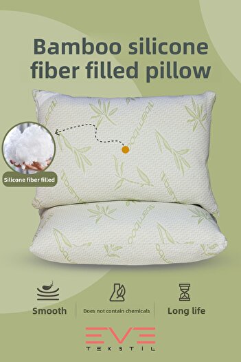 Eve Tekstil 4 τεμάχια Bamboo Series με θήκη και φερμουάρ που πλένεται Αντιαλλεργικό μαξιλάρι νανοϊνών 50x70cm 800 gr