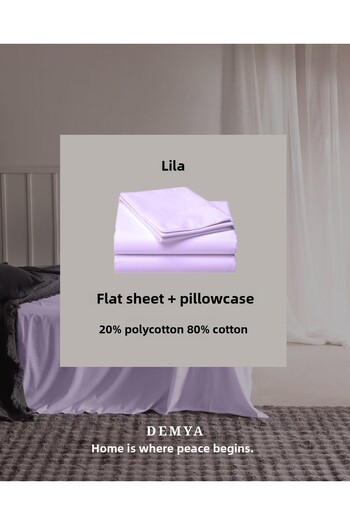 Demya Home Double Flat Sheet + Pillowcase 220X240 cm with Natural Cotton Fabric