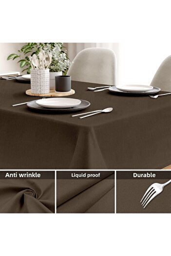 Evim Canvas Dark Brown Liquid Proof Stain Resistant Tablecloth