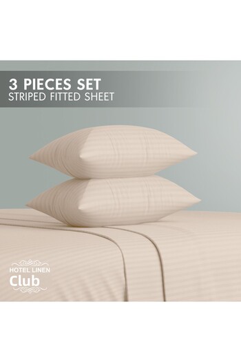 Hotel Linen Klub Queen-Striped Fitted Sheet Set - Premium and Durable Quality, Deep Pocket for a Perfect Fit