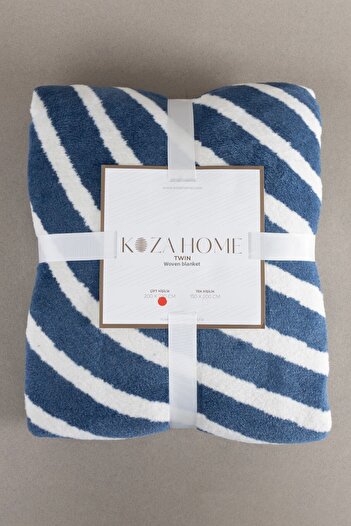 Koza Home Pătură dublă din bumbac moale Pătură dublă albastru crem 200 x 220 5035A