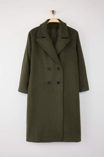 Trendyol Curve Khaki Oversize Large Size Coat Tbbaw23Kb00002
