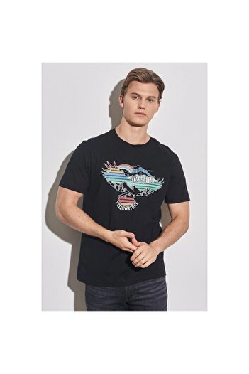 WRANGLER Ανδρικό μπλουζάκι με μαύρη λαιμόκοψη