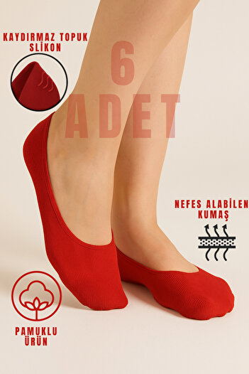 Hakan Collezione 6 Pieces Axis Women's Red Ballerina Socks